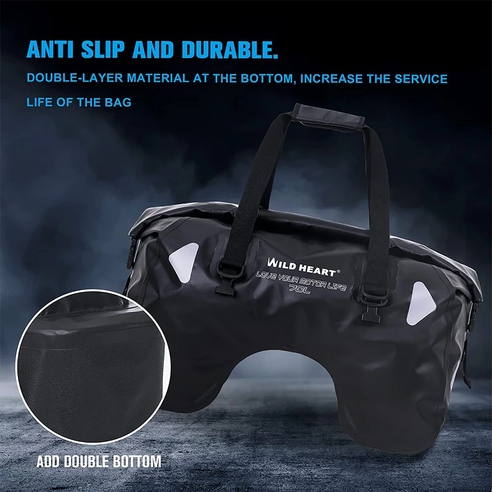 70L Waterproof Motorcycle Tail Bag – U-Shape Travel Luggage for Adventure & Touring