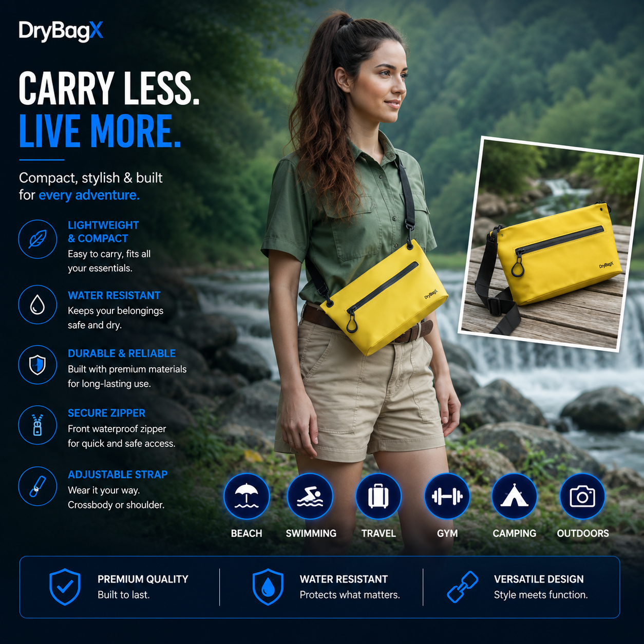 Waterproof Crossbody Dry Bag 2L