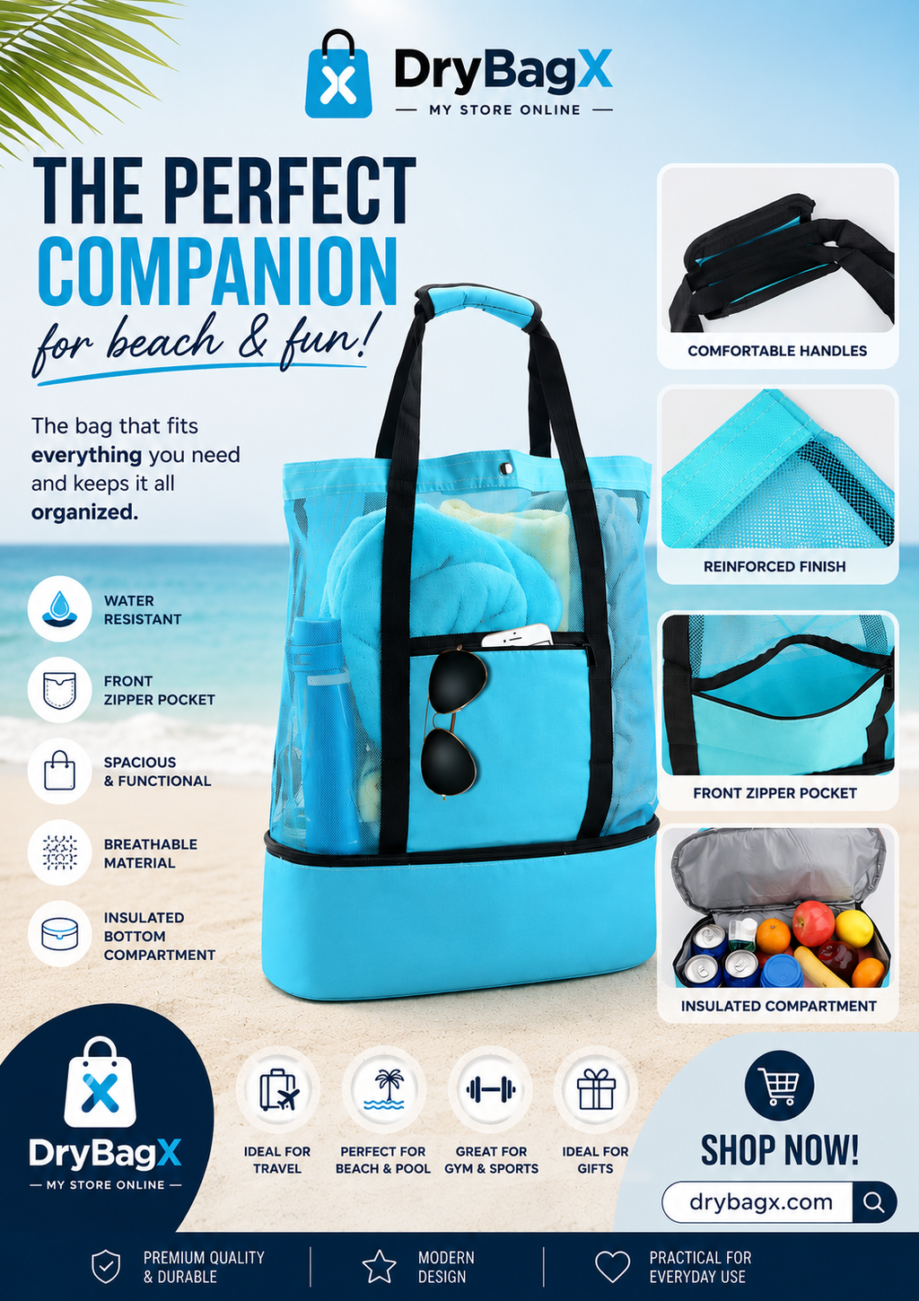 2-in-1 Insulated Beach & Picnic Tote