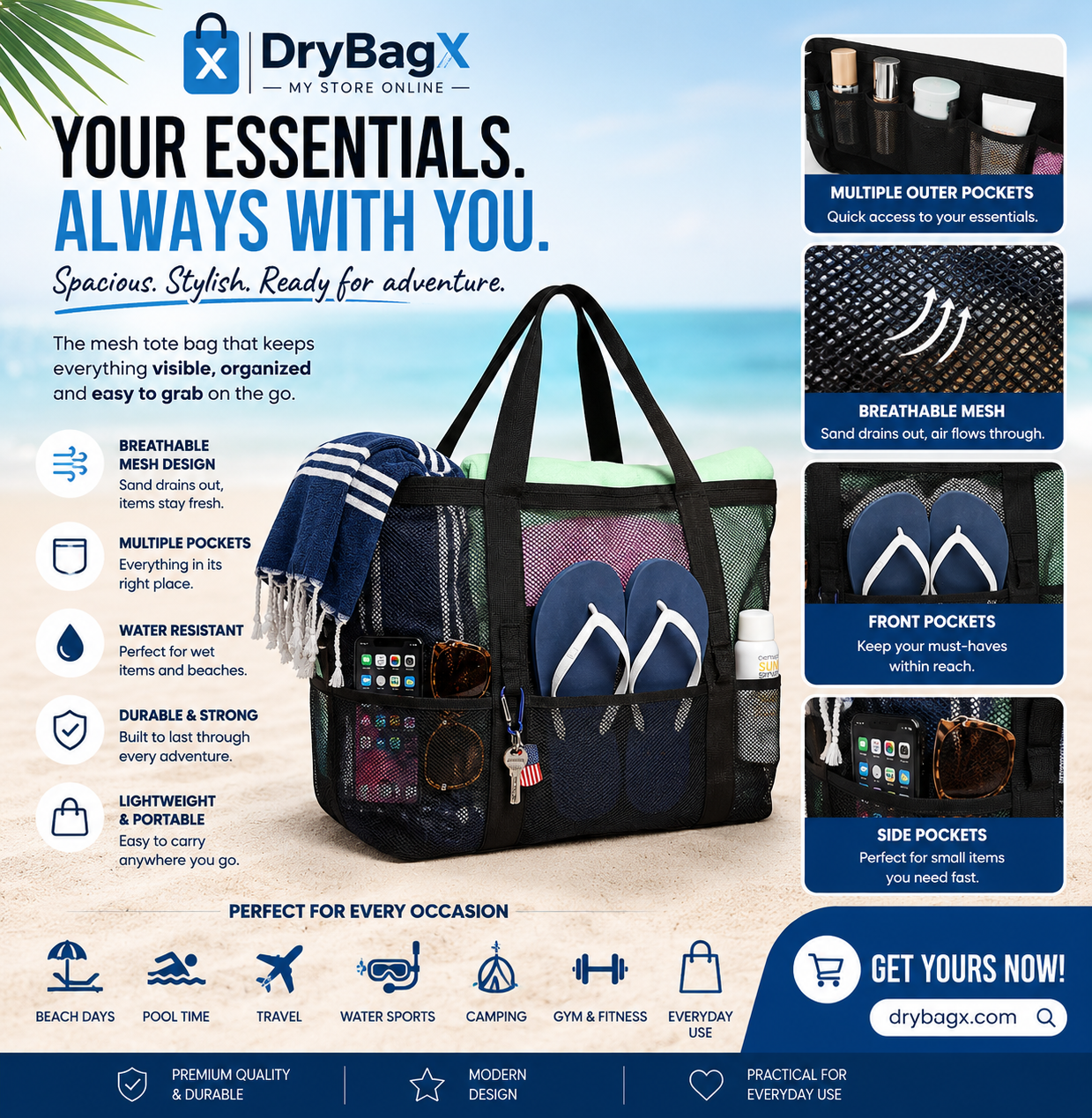 XXL Family Beach Bag — 9 Pockets
