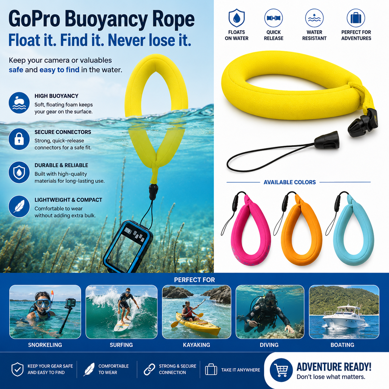 Waterproof Wristband for Phone & GoPro Floating