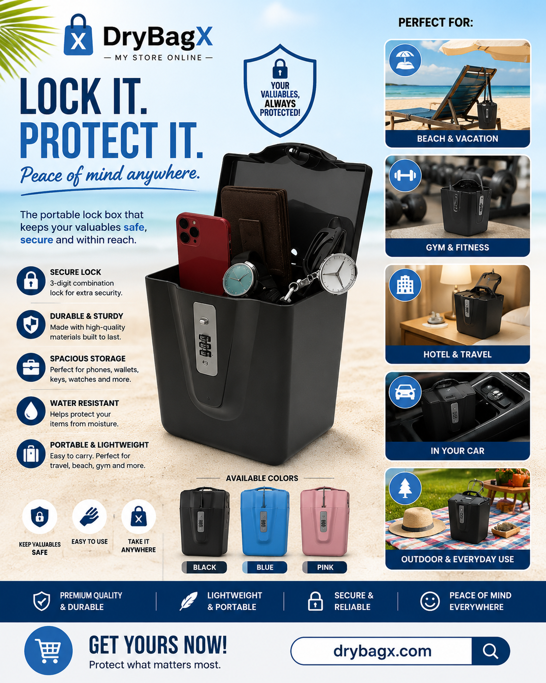 Portable Safe Box with Lock