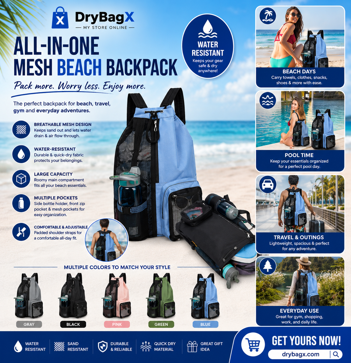 Swim Backpack with Dry Pocket
