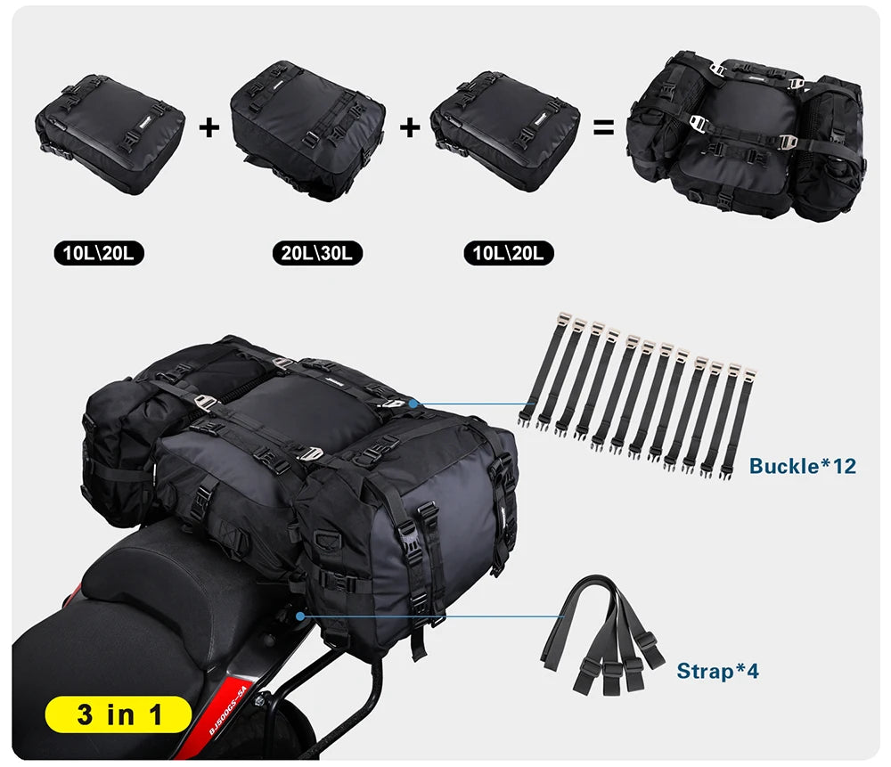 Expandable Waterproof Motorcycle Tail Bag | 10L, 20L & 30L |