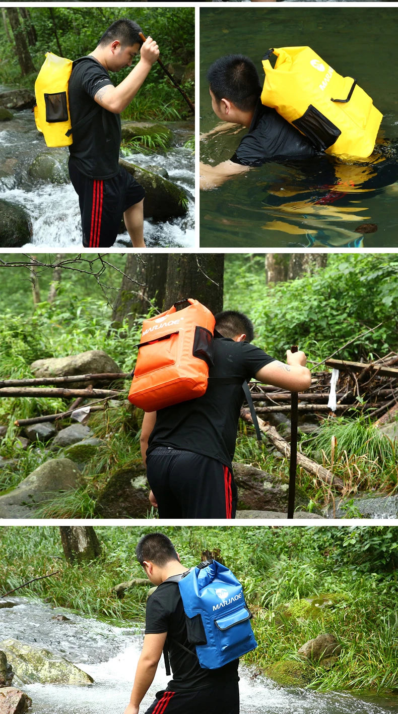 22L Waterproof Dry Backpack | Roll-Top PVC Dry Bag for Kayaking, Camping & Travel