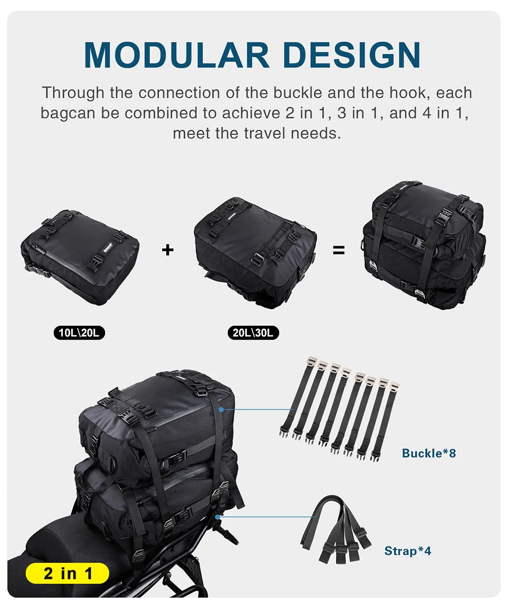 Expandable Waterproof Motorcycle Tail Bag | 10L, 20L & 30L |