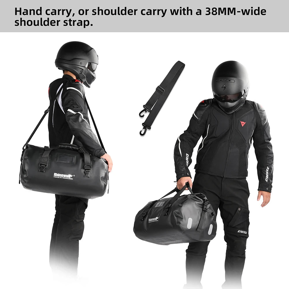 RhinoWalk 45L Waterproof Motorcycle Tail Bag | Durable Rear Seat Travel Luggage