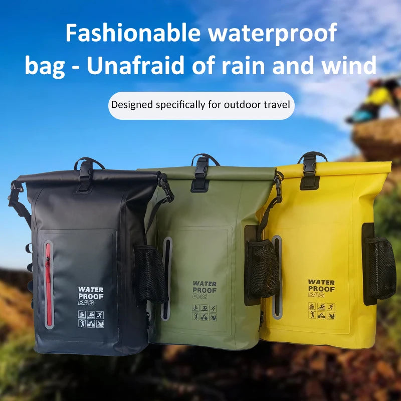 25L Waterproof Dry Backpack – Roll-Top PVC Bag for Kayaking, Beach, Hiking & Travel