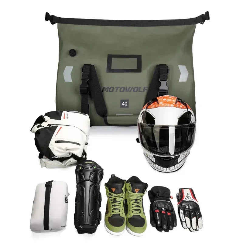 Roll-Top Waterproof Motorcycle Luggage Bag