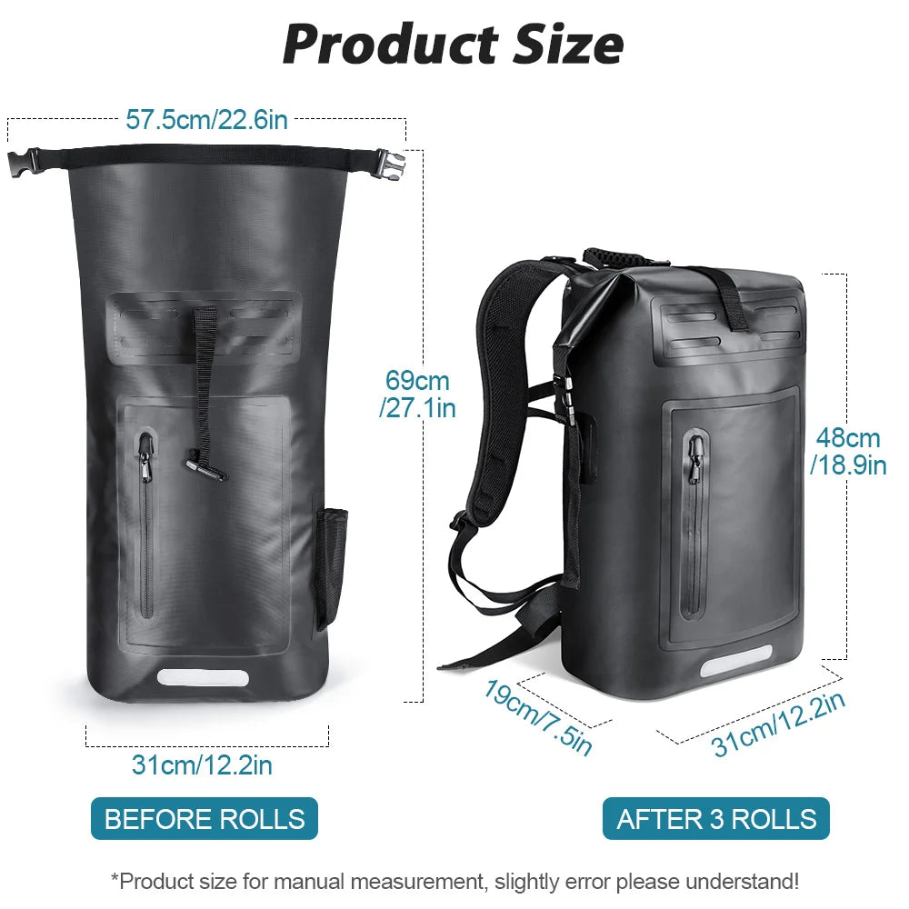 35L Waterproof Dry Backpack – Floating Roll-Top Bag for Kayaking, Beach, Hiking & Travel