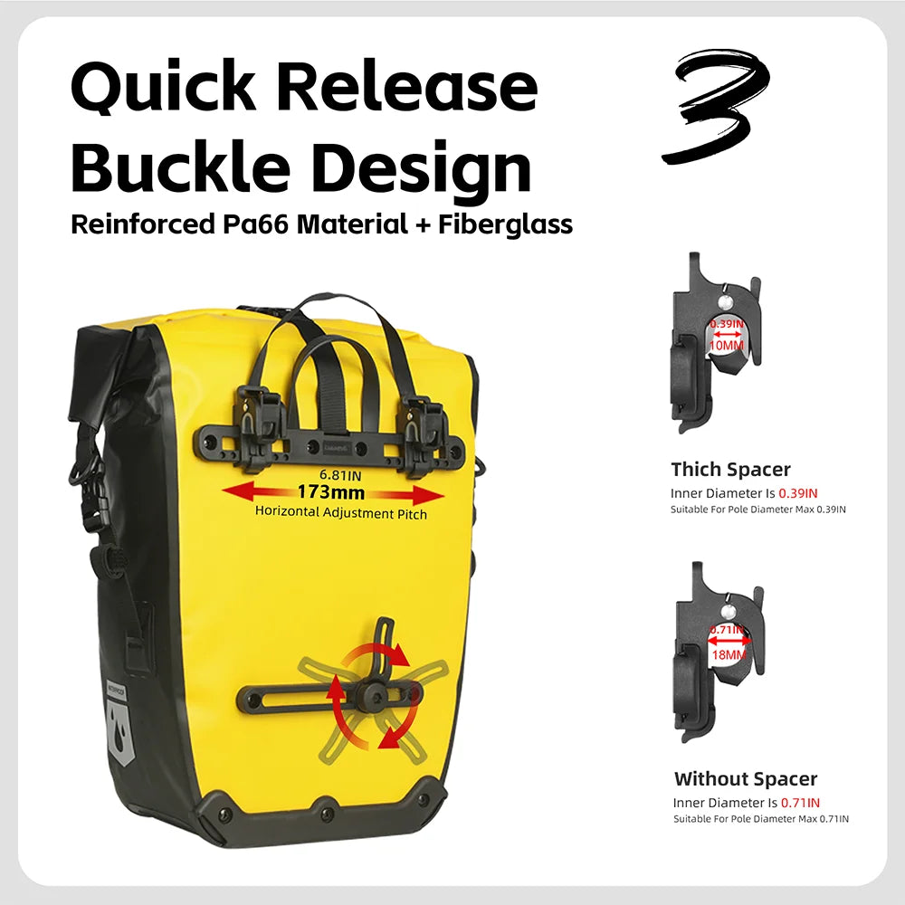 Waterproof Bike Pannier 27L | Quick Release Rear Rack Bag