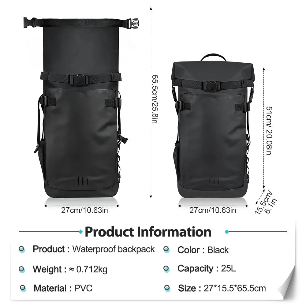 Floating Waterproof Dry Backpack 25L/35L | Roll-Top Outdoor Backpack |