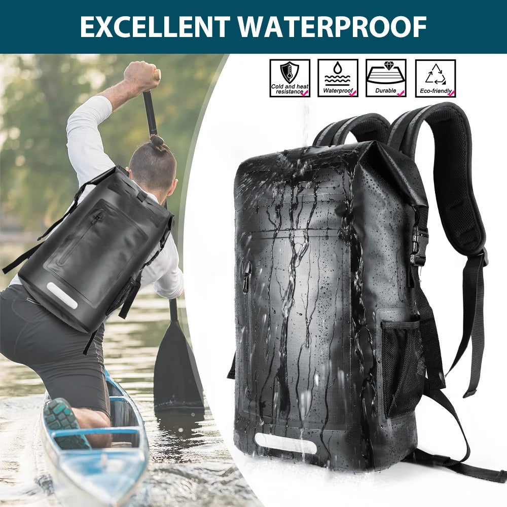 35L Waterproof Dry Backpack – Floating Roll-Top Bag for Kayaking, Beach, Hiking & Travel