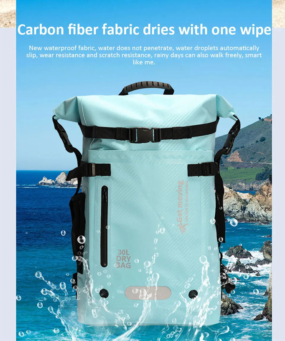 30L Waterproof Dry Backpack – Roll-Top Bag with Dry & Wet Separation for Beach, Kayaking & Travel