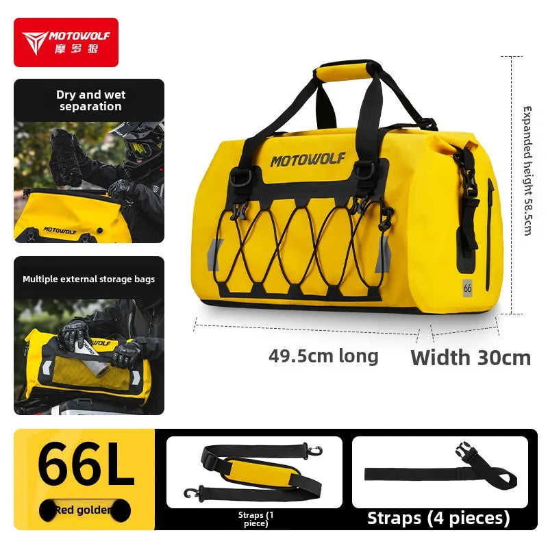 40L/66L Waterproof Motorcycle Tail Bag – Adventure Travel Luggage for Touring & Camping