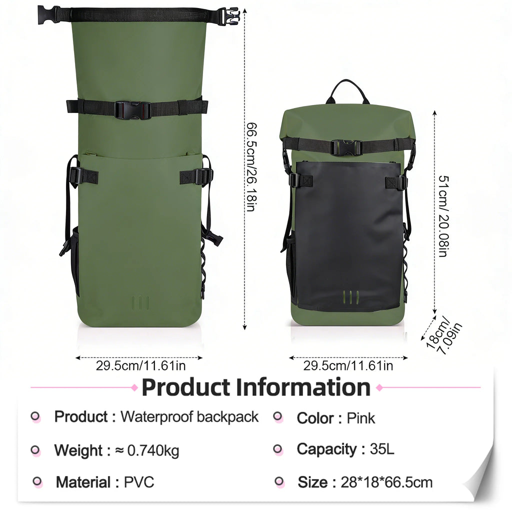 25L/35L Waterproof Dry Backpack – Heavy Duty Roll-Top Dry Bag