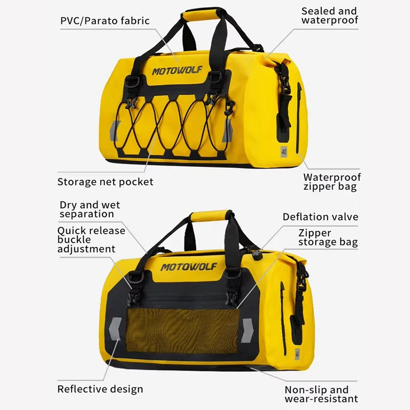 40L/66L Waterproof Motorcycle Tail Bag – Adventure Travel Luggage for Touring & Camping