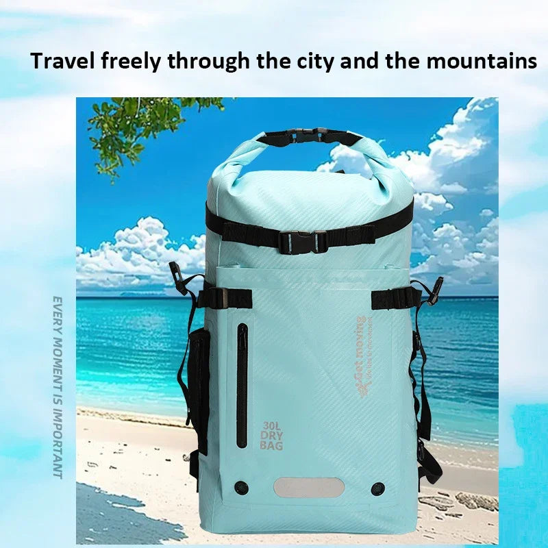 30L Waterproof Dry Backpack – Roll-Top Bag with Dry & Wet Separation for Beach, Kayaking & Travel
