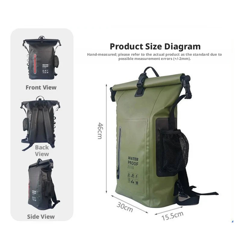 25L Waterproof Roll-Top Backpack – Dry Bag for Hiking, Beach, Kayaking & Travel
