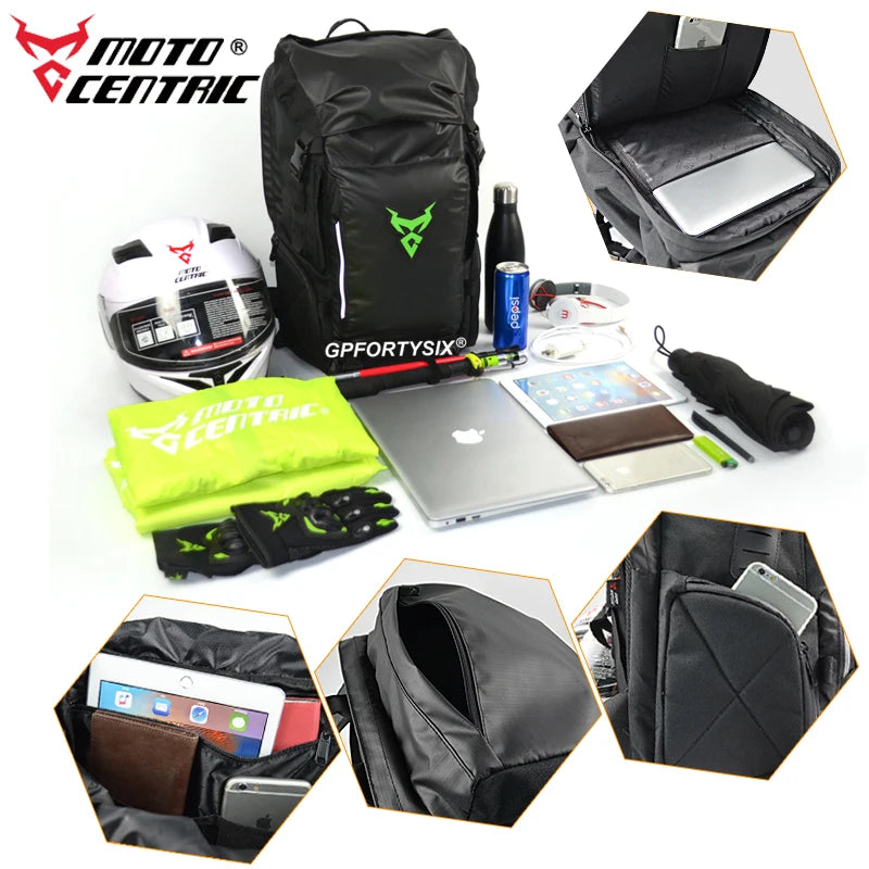 48L Waterproof Motorcycle Tail Bag Backpack | Helmet & Travel Luggage
