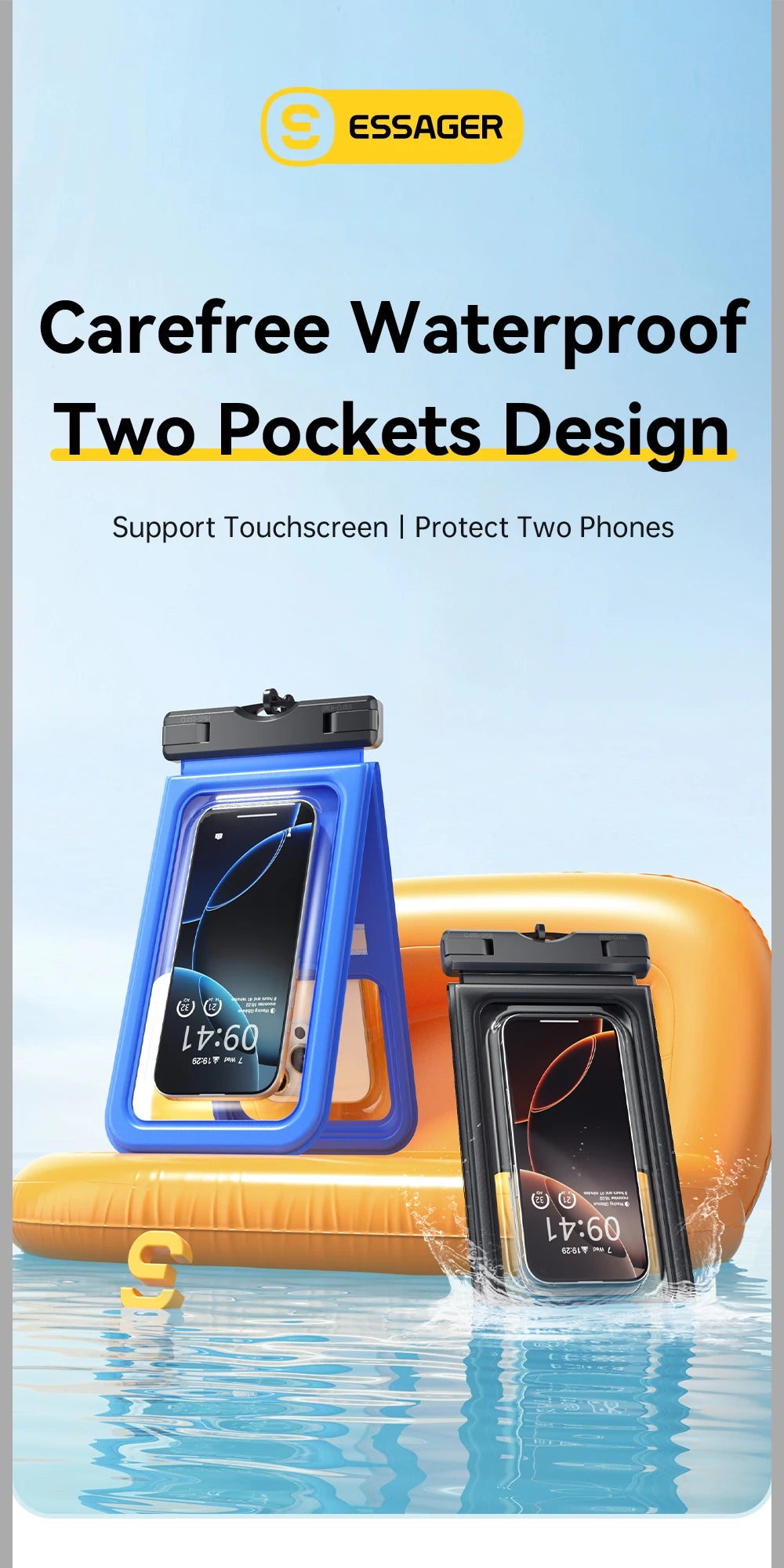 IPX8 Dual-Pocket Waterproof Phone Pouch