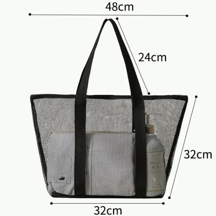 Large Mesh Tote with Pockets