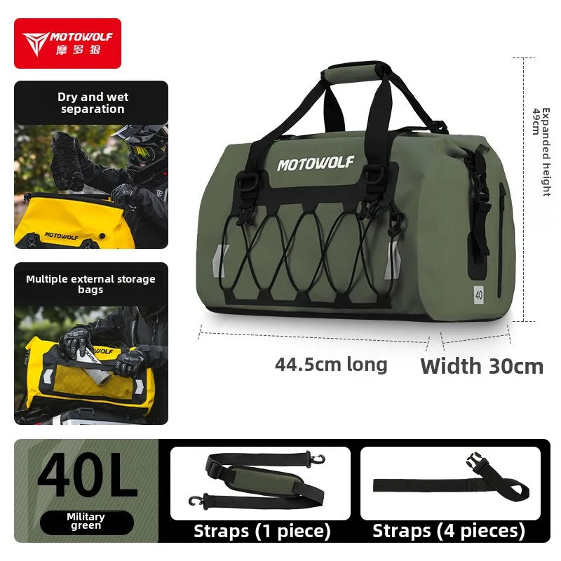 40L/66L Waterproof Motorcycle Tail Bag – Adventure Travel Luggage for Touring & Camping