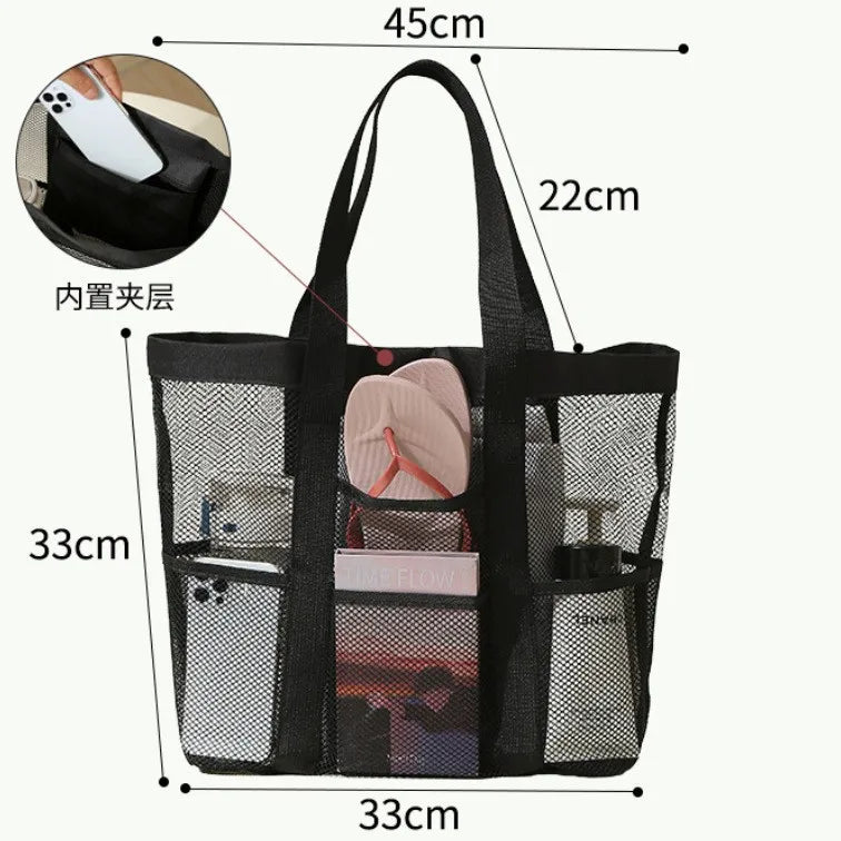 Large Mesh Tote with Pockets