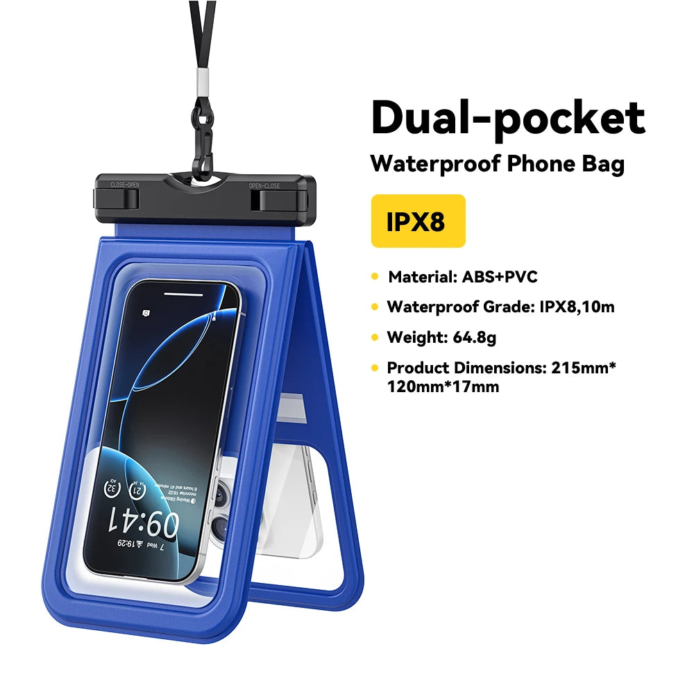 IPX8 Dual-Pocket Waterproof Phone Pouch