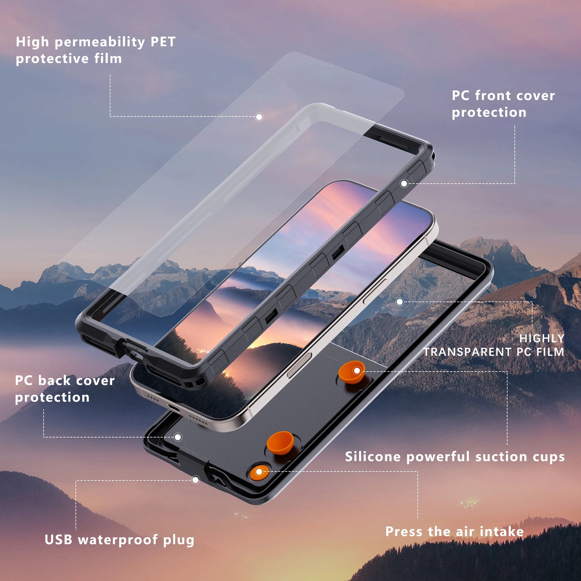 IP68 Waterproof Phone Case with Strap