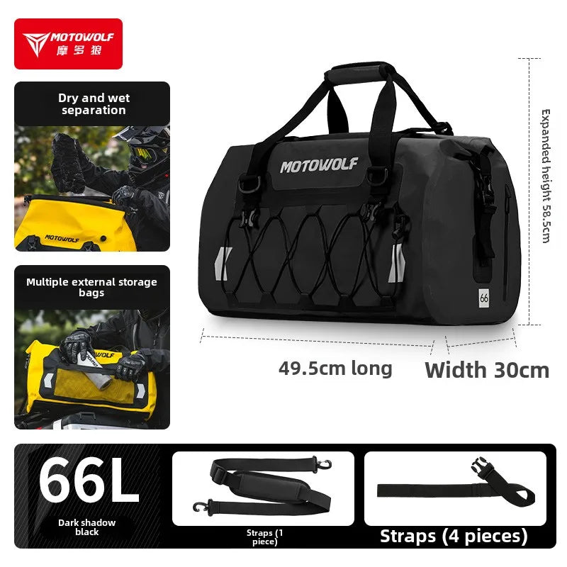 40L/66L Waterproof Motorcycle Tail Bag – Adventure Travel Luggage for Touring & Camping