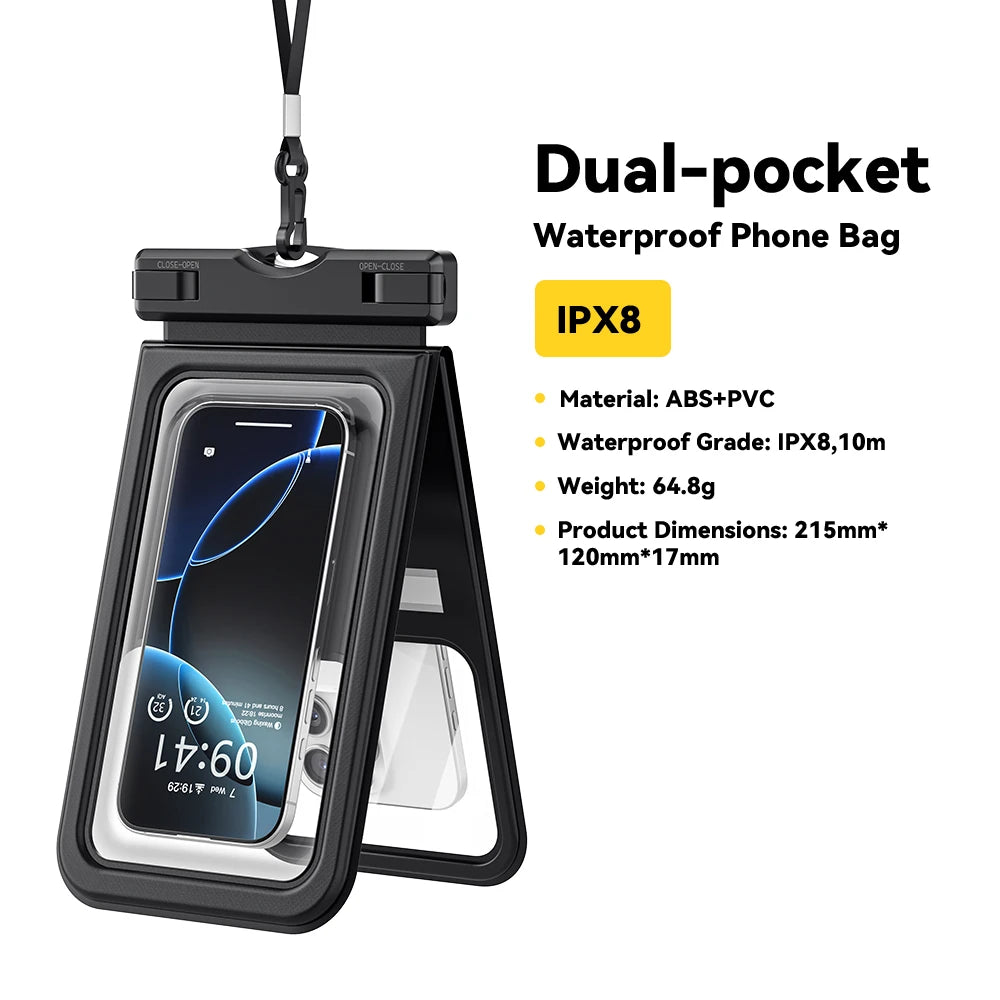 IPX8 Dual-Pocket Waterproof Phone Pouch
