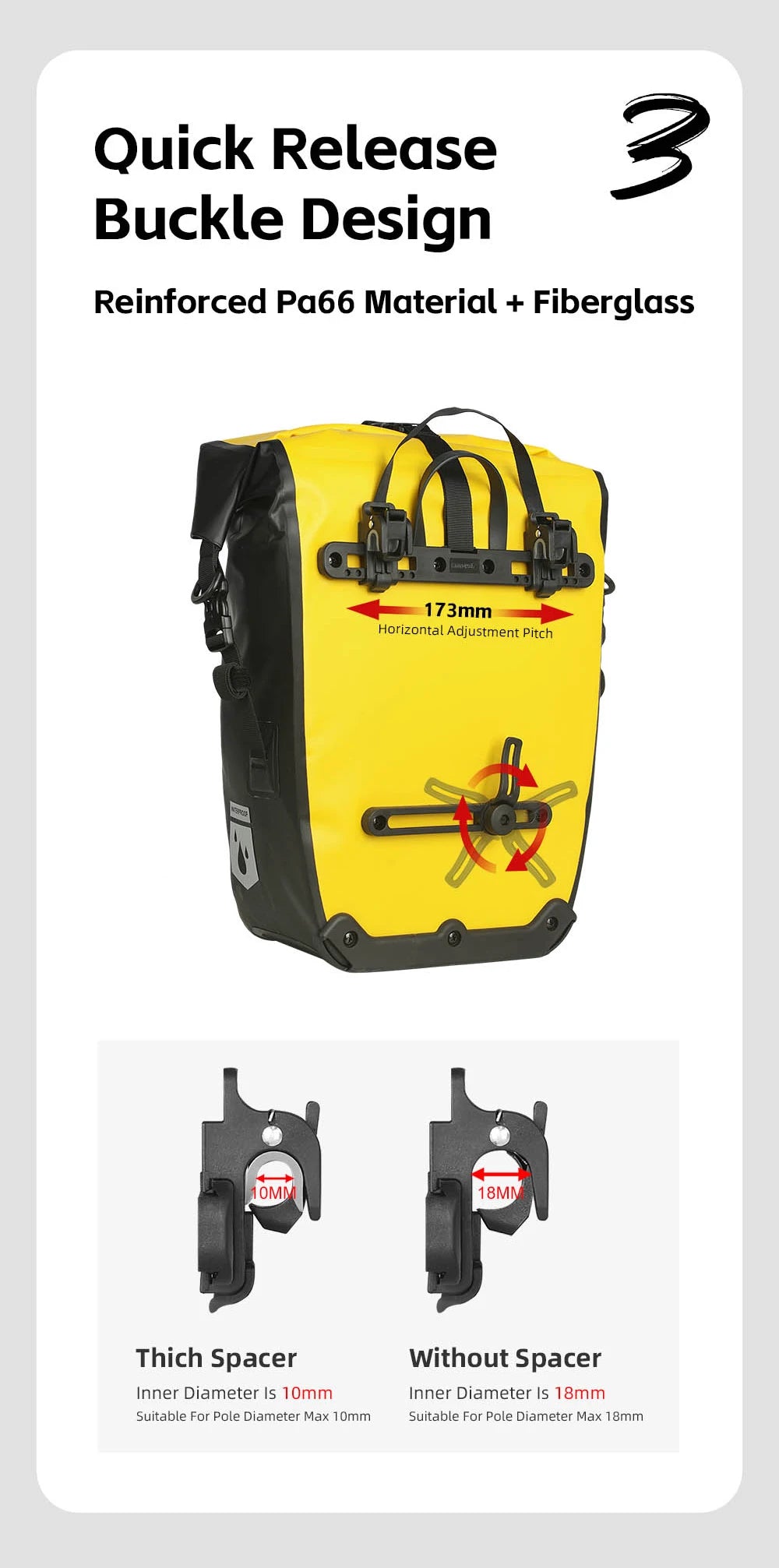 Waterproof Bike Pannier 27L | Quick Release Rear Rack Bag