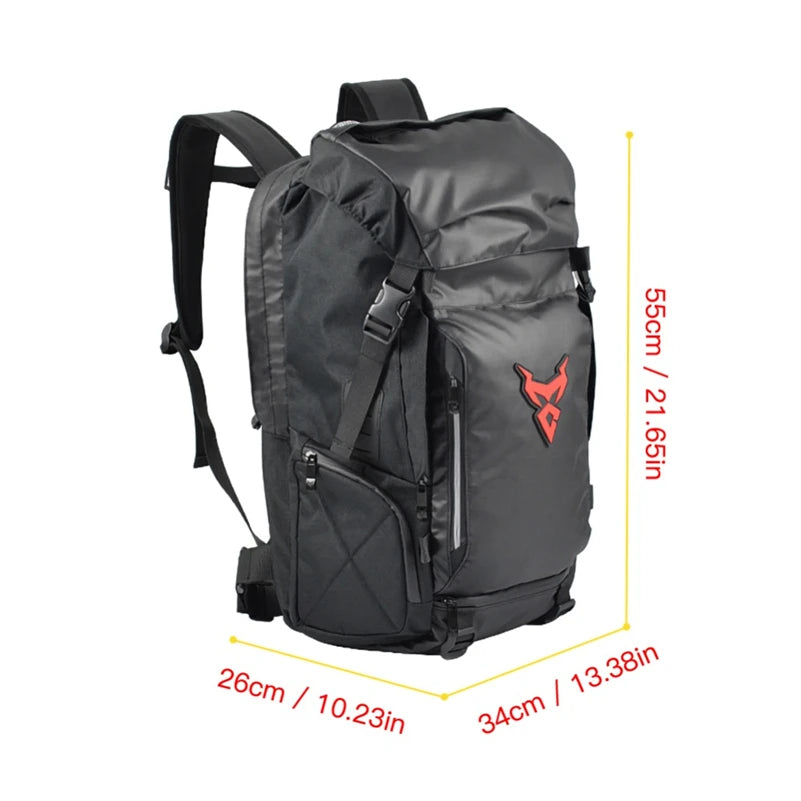 48L Waterproof Motorcycle Tail Bag Backpack | Helmet & Travel Luggage