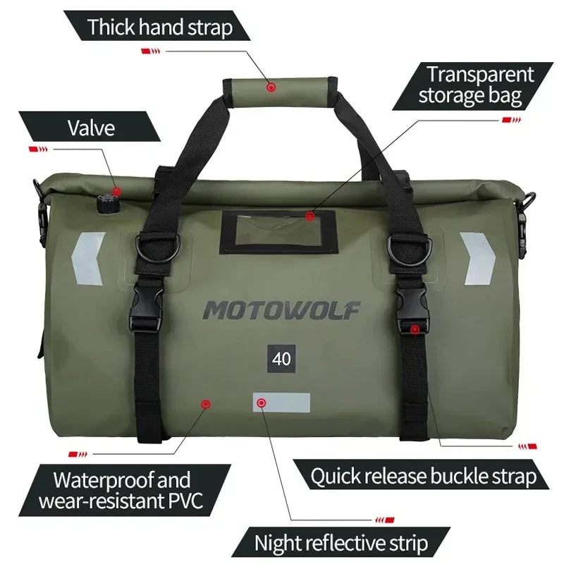 Roll-Top Waterproof Motorcycle Luggage Bag