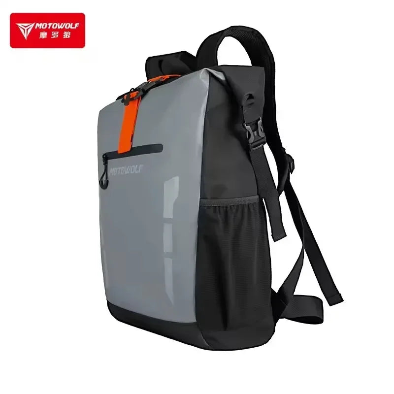 Reflective Waterproof Motorcycle Backpack 20L | Roll-Top Rider Bag |