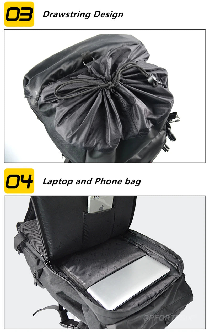 48L Waterproof Motorcycle Tail Bag Backpack | Helmet & Travel Luggage