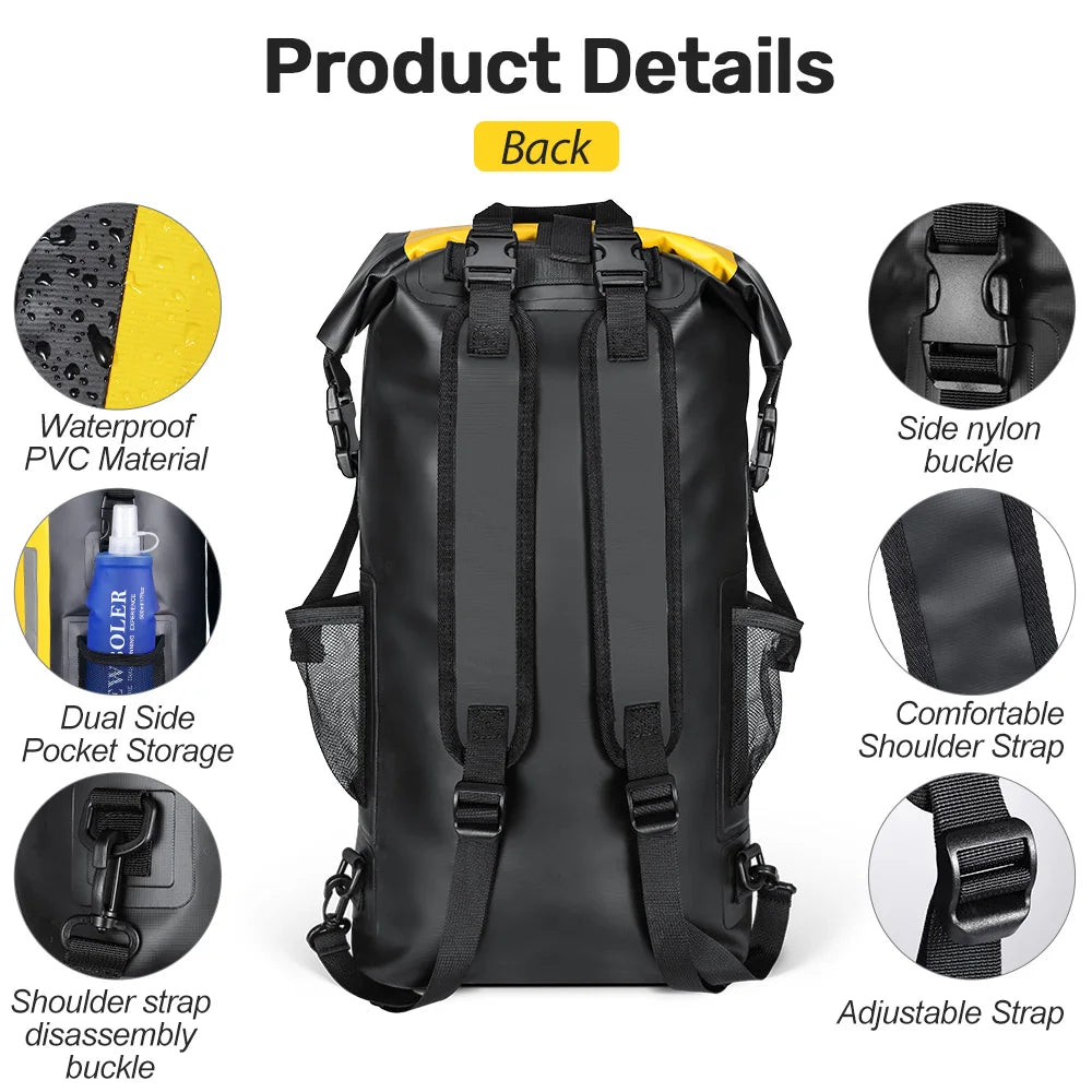 Waterproof Dry Backpack 25L – Floating Roll Top Bag for Kayaking, Beach, Camping & Hiking
