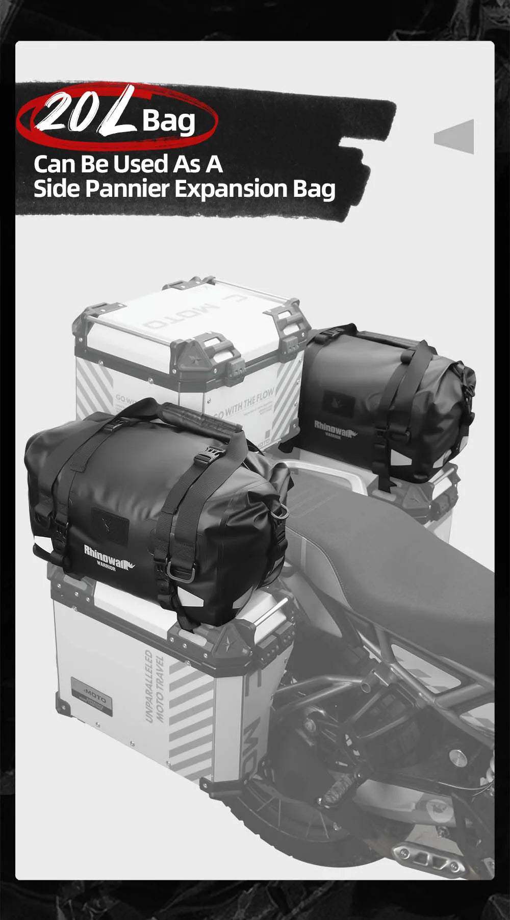 Waterproof Motorcycle Tail Bag 20L/40L/65L – Rear Seat Travel Luggage for Adventure & Touring