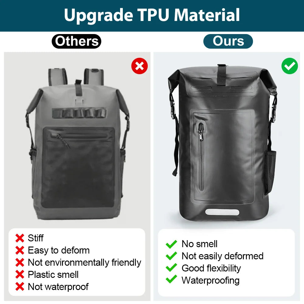 35L Waterproof Dry Backpack – Floating Roll-Top Bag for Kayaking, Beach, Hiking & Travel