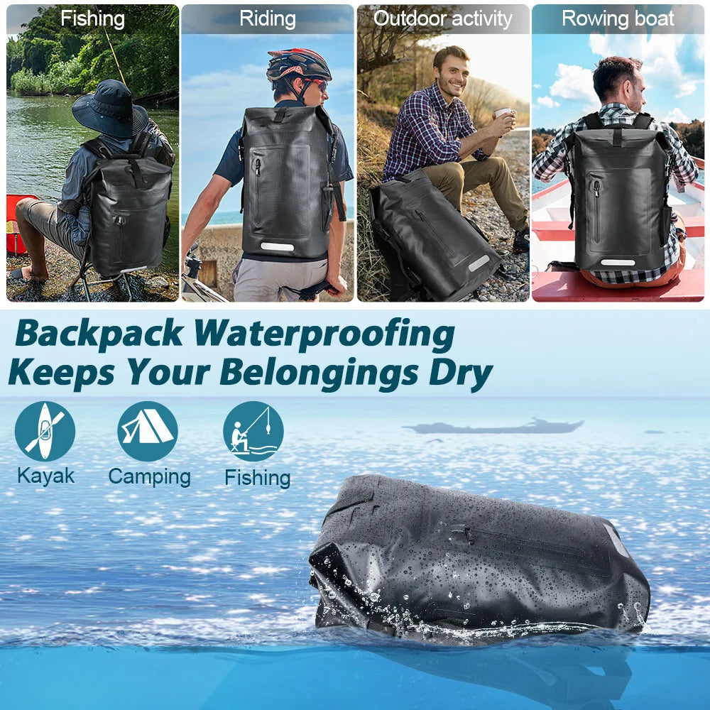 35L Waterproof Dry Backpack – Floating Roll-Top Bag for Kayaking, Beach, Hiking & Travel