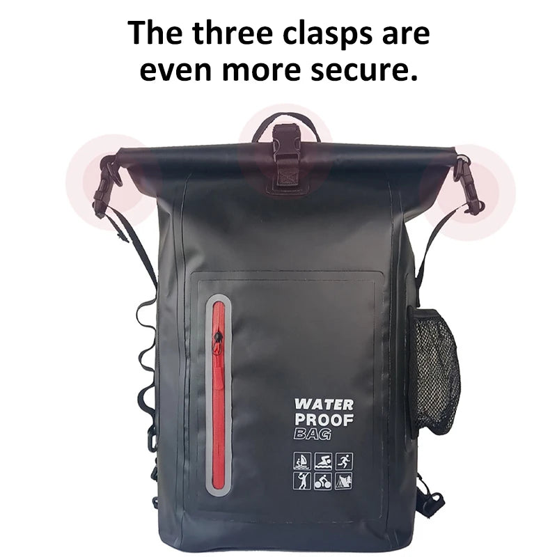 25L Waterproof Dry Backpack – Roll-Top PVC Bag for Kayaking, Beach, Hiking & Travel