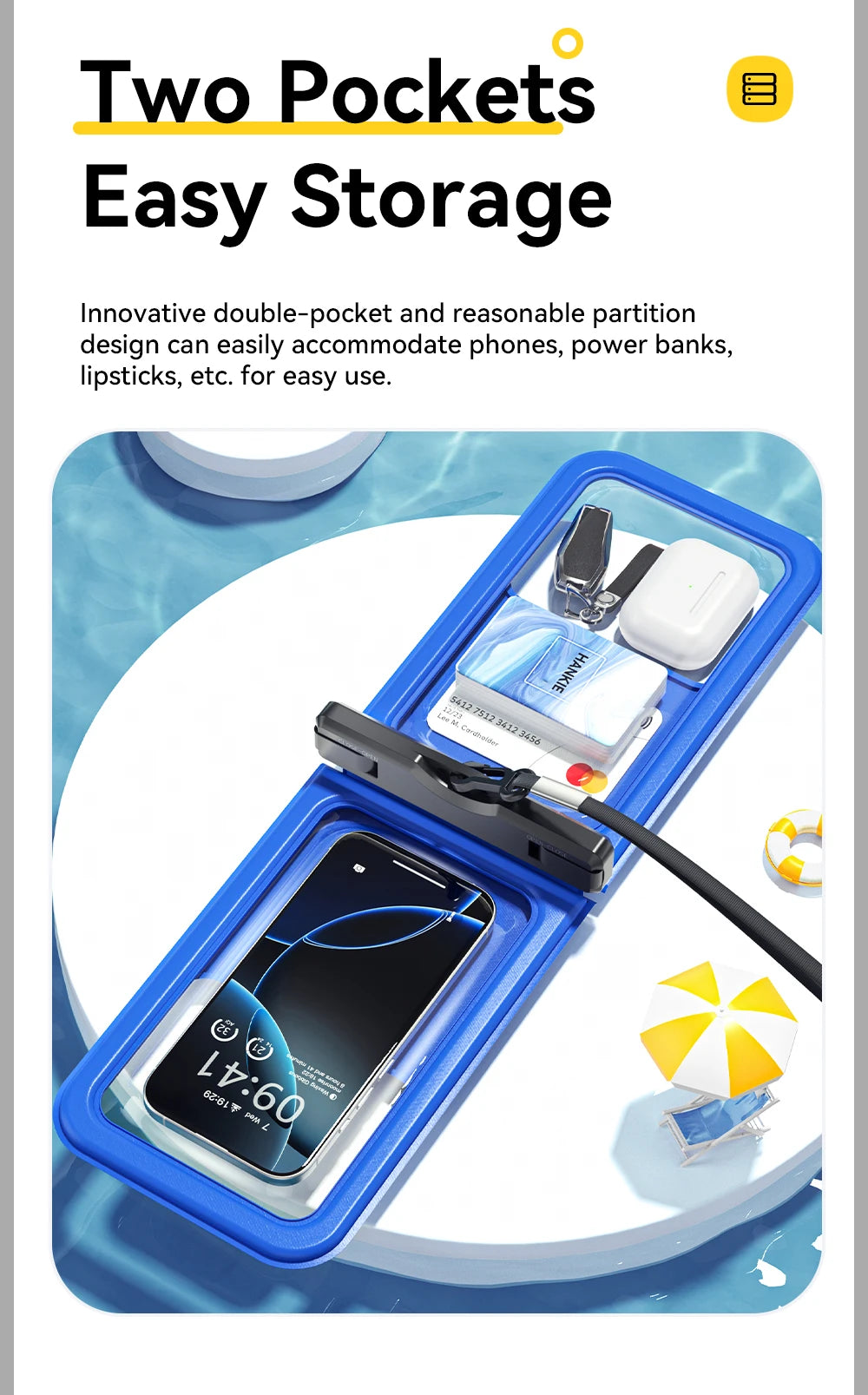 IPX8 Dual-Pocket Waterproof Phone Pouch
