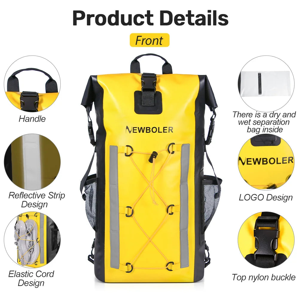 Waterproof Dry Backpack 25L – Floating Roll Top Bag for Kayaking, Beach, Camping & Hiking