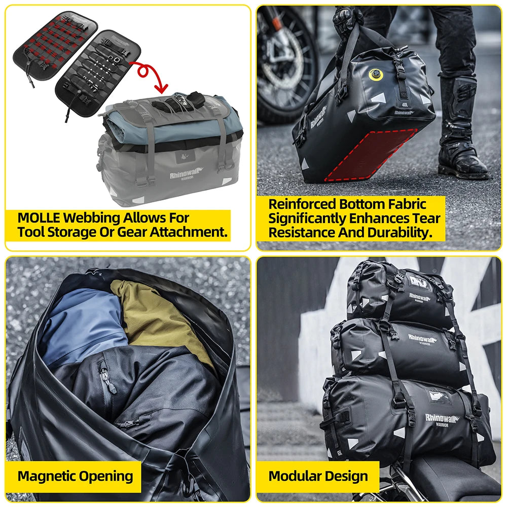 Waterproof Motorcycle Tail Bag 20L/40L/65L – Rear Seat Travel Luggage for Adventure & Touring