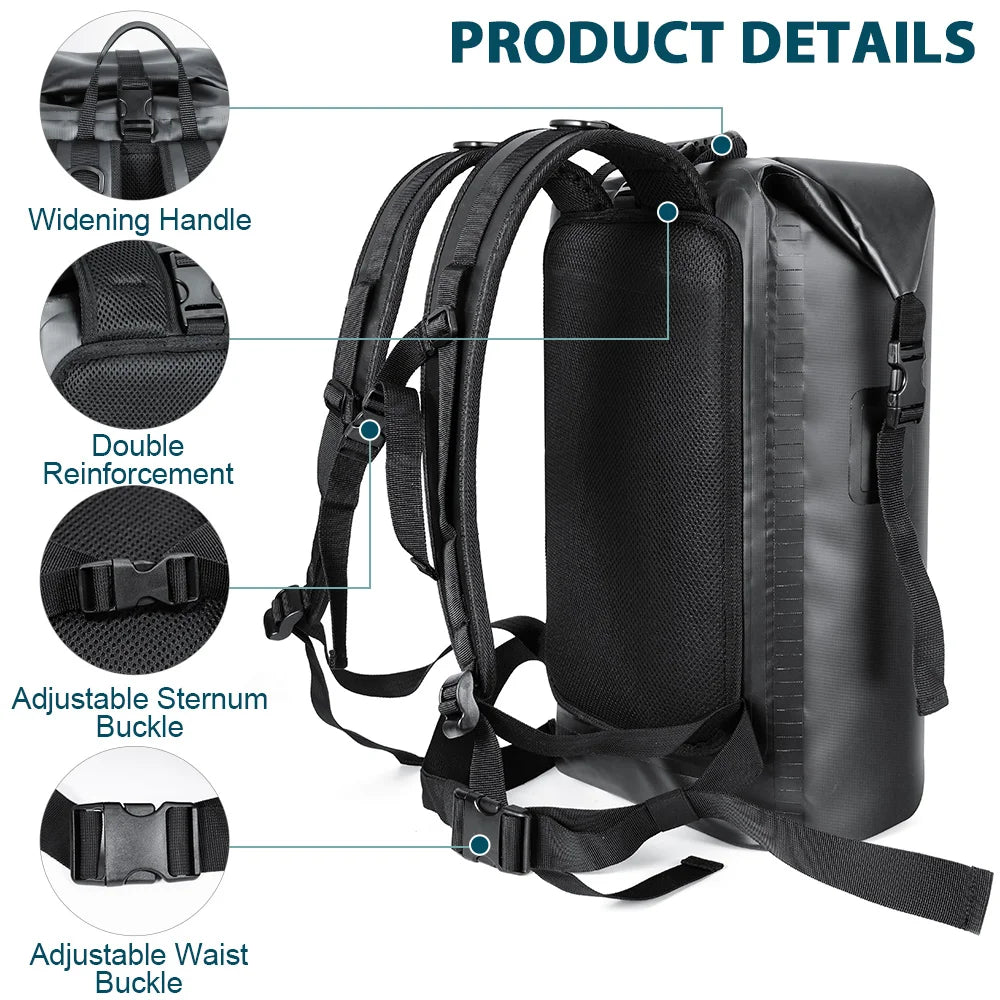 35L Waterproof Dry Backpack – Floating Roll-Top Bag for Kayaking, Beach, Hiking & Travel