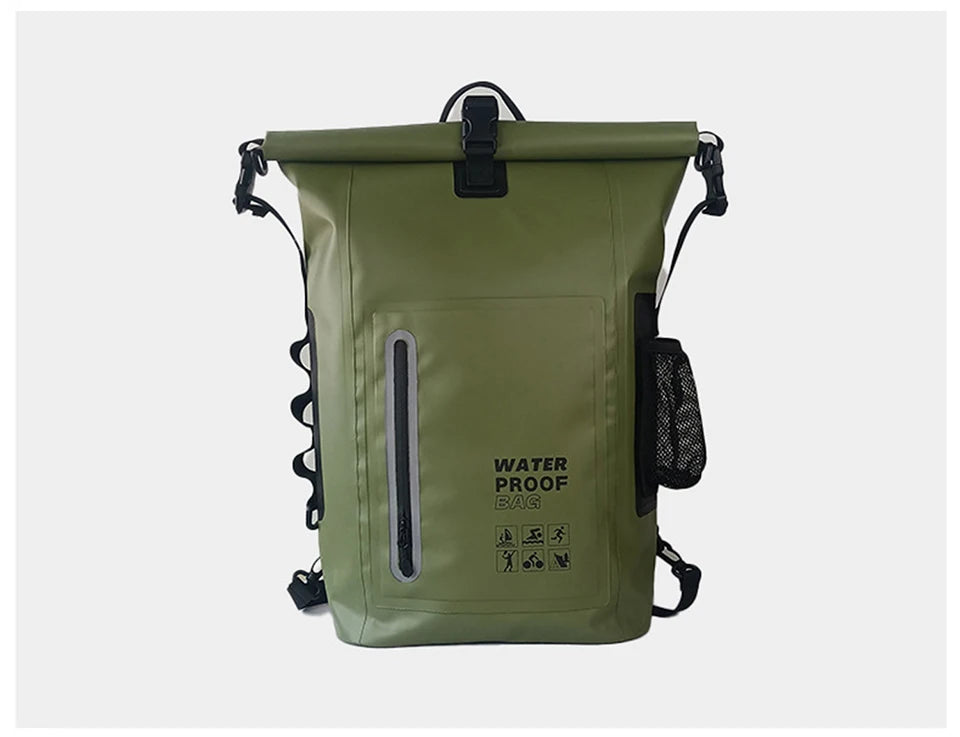 25L Waterproof Dry Backpack – Roll-Top PVC Bag for Kayaking, Beach, Hiking & Travel