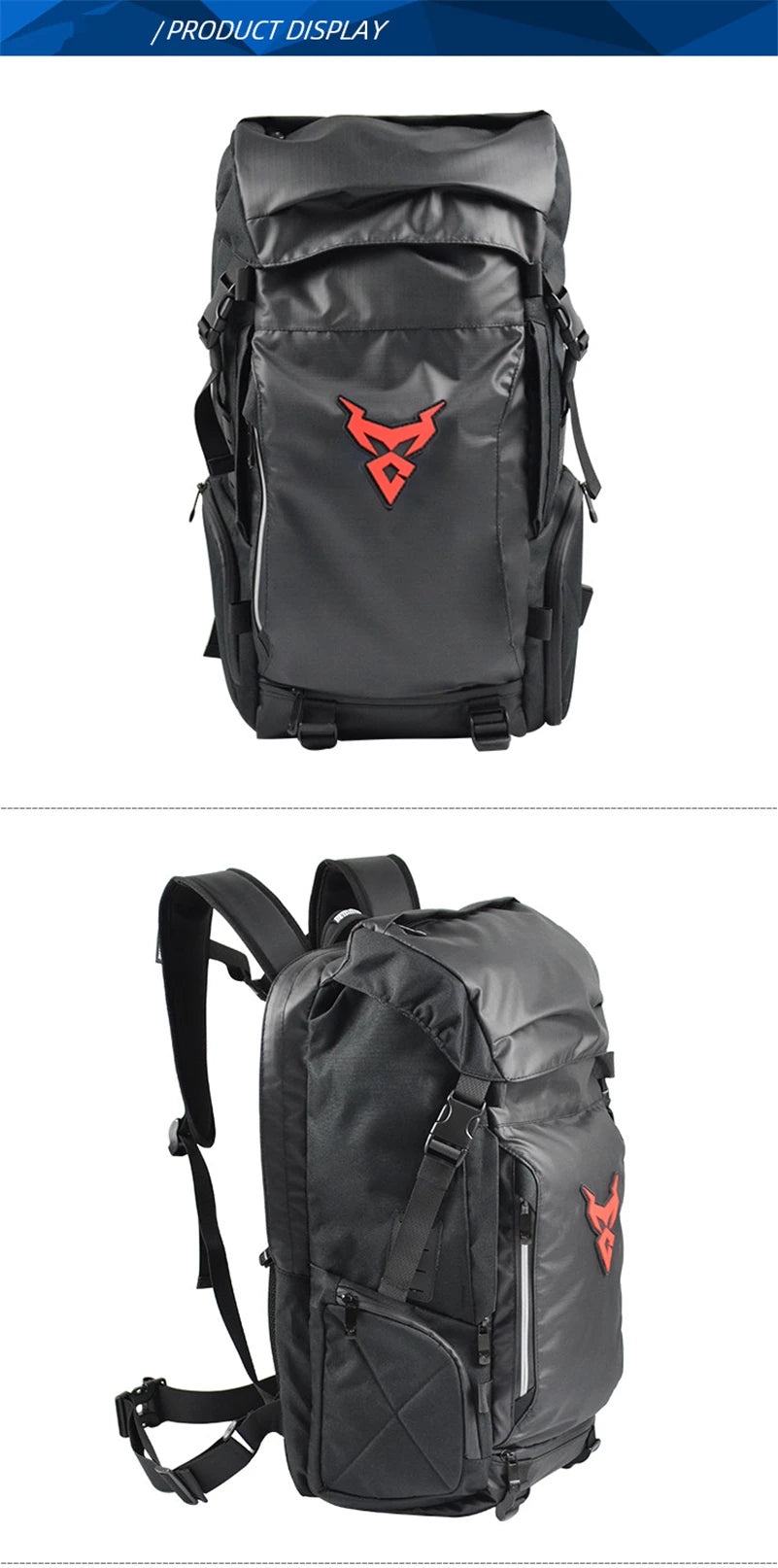 48L Waterproof Motorcycle Tail Bag Backpack | Helmet & Travel Luggage