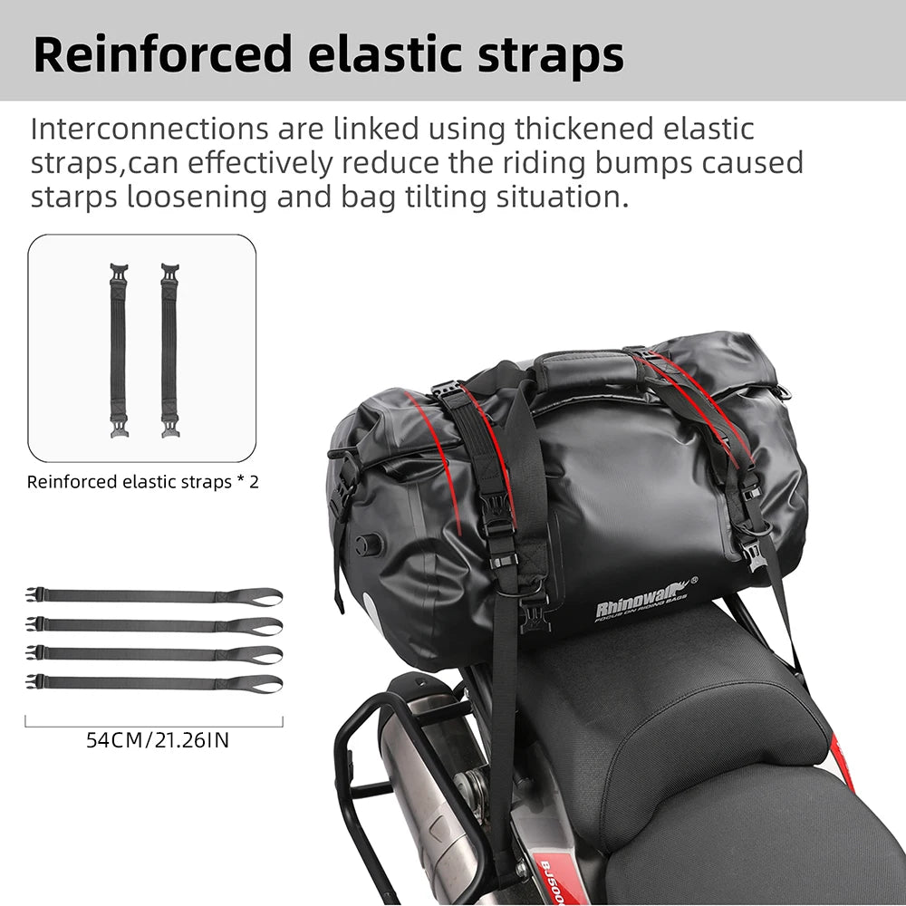 RhinoWalk 45L Waterproof Motorcycle Tail Bag | Durable Rear Seat Travel Luggage