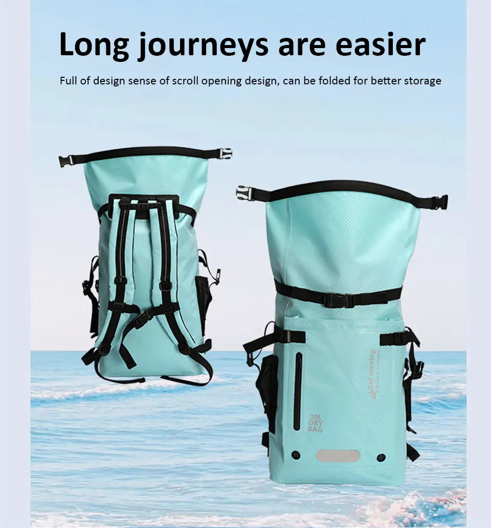 30L Waterproof Dry Backpack – Roll-Top Bag with Dry & Wet Separation for Beach, Kayaking & Travel